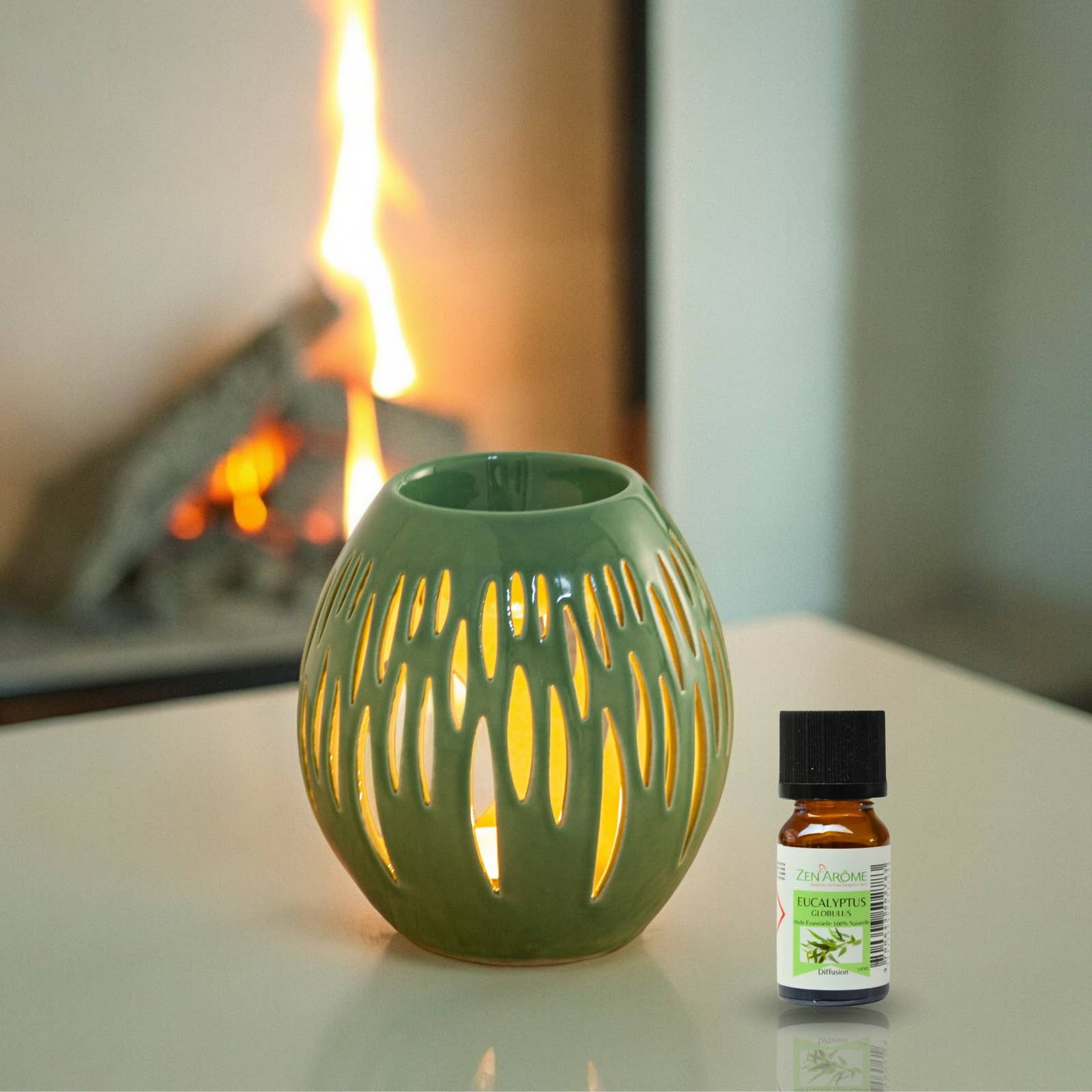 Zen'Arôme - Wholesale Oil Warmer - Ovali Olive ceramic wax warmer and melts4