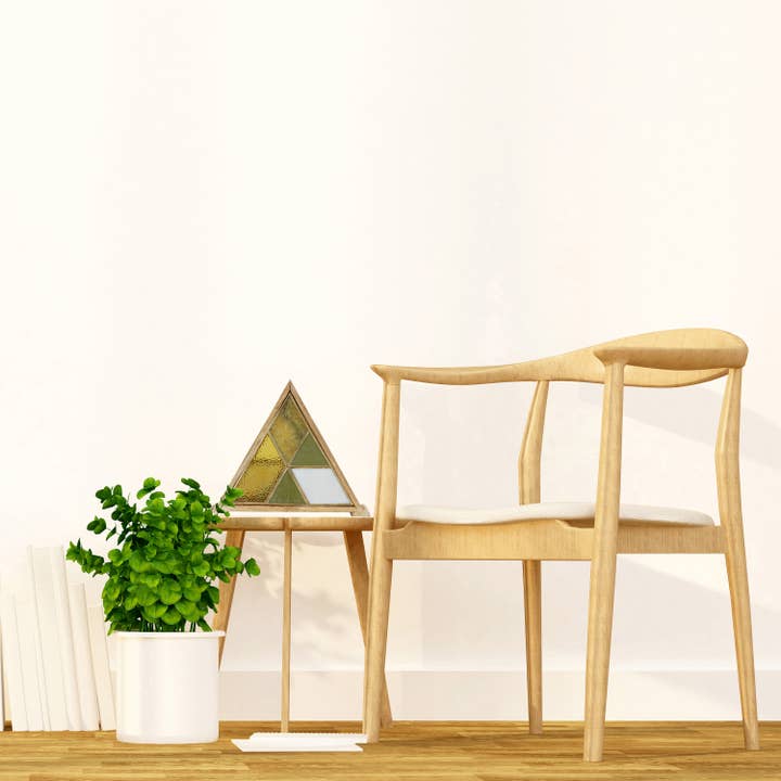 River of Goods - Wholesale Accent/Desk Lamp - 11"H Stained Glass Triangle Shade Wood Base Accent Lamp14