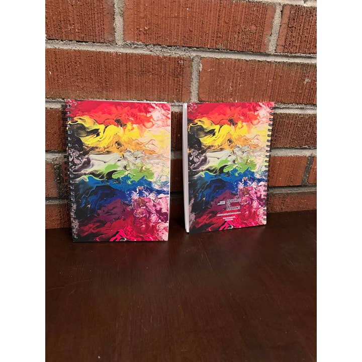 AbstractbyRabrams - Wholesale Notebook - Fire Rainbow Soft Touch Wire-O Notebook - 5.5"x8" - LGBTQ+4