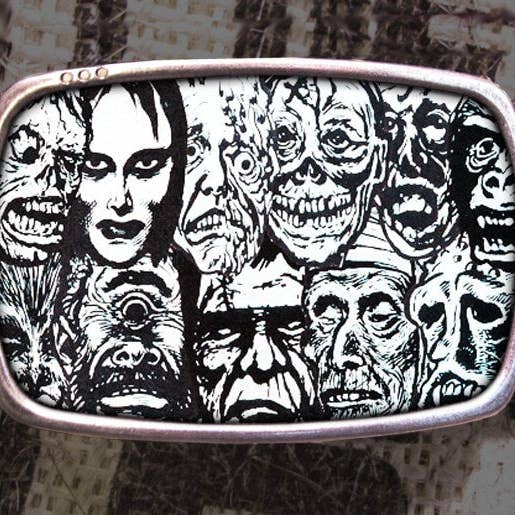Regan Flegan - Vendita all'ingrosso Fibbia per cintura - Unisex - Cintura vintage del film Monster Movie Zombie Dracula Vampire Ghost Werewolf Comic Halloween