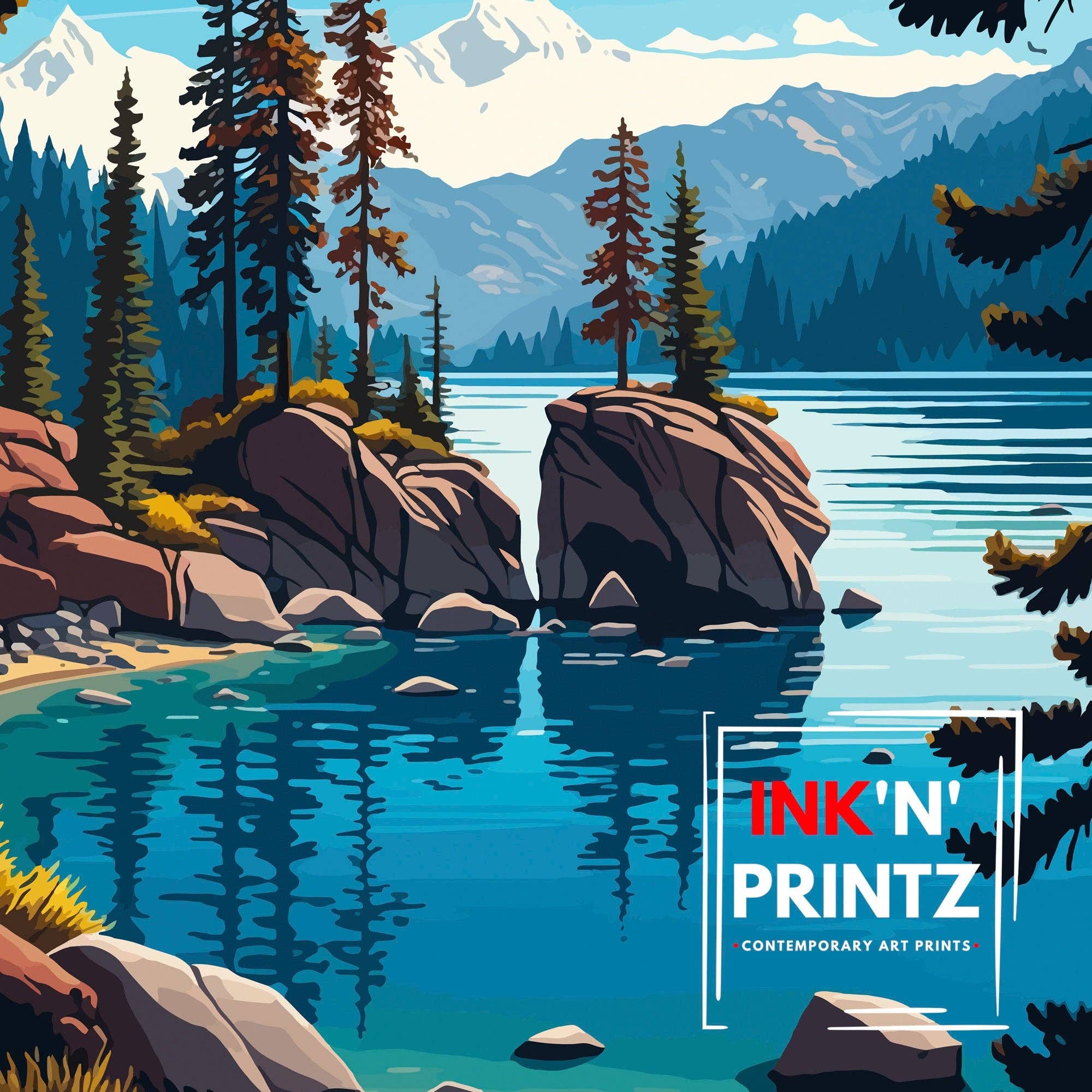 InkNPrintz – wholesale Art print – Lake Tahoe Travel Poster8