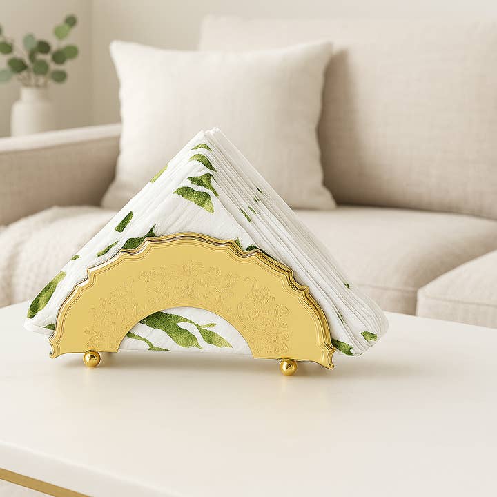 Corbell Silver - Wholesale Retailer Sample - Home Decor - Queen Anne Chippendale Serviette Holder GOLD FINISH1