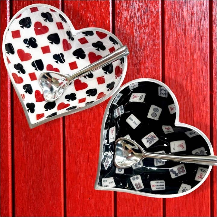 Inspired Generations - Wholesale Decorative Plate/Dish/Bowl - Happy Mah Jong Heart with Heart Spoon2