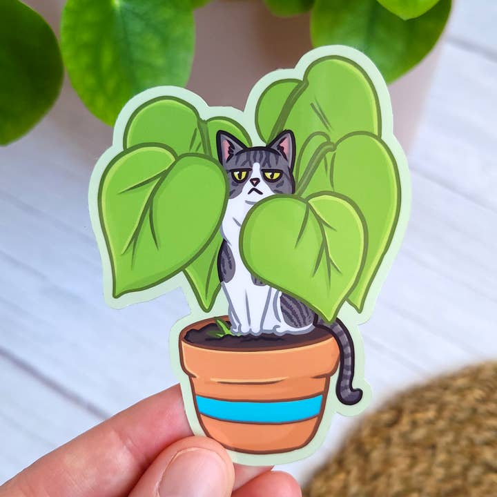 Adesivo de vinil Plant Kitty, 3,5x2,6" por atacado de Chez Louie Designs