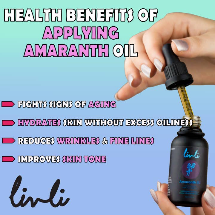 Livli - Wholesale Bath/Body Oil - Cold-Pressed Amaranth Oil, Food Grade, 30 ml Dropper Bottle