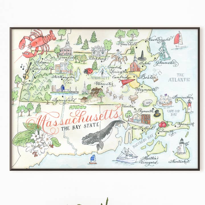 Massachusetts Karte drucken für den Großhandel von Designs by Robyn Love