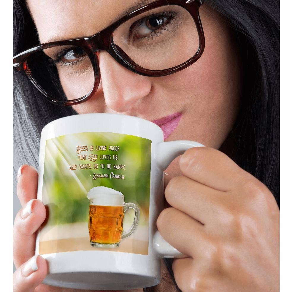 3dRose - Wholesale Coffee Mug - 3dRose, Sunrays, beer mug. Beer is living proof that God loves us. Franklin, Mug9