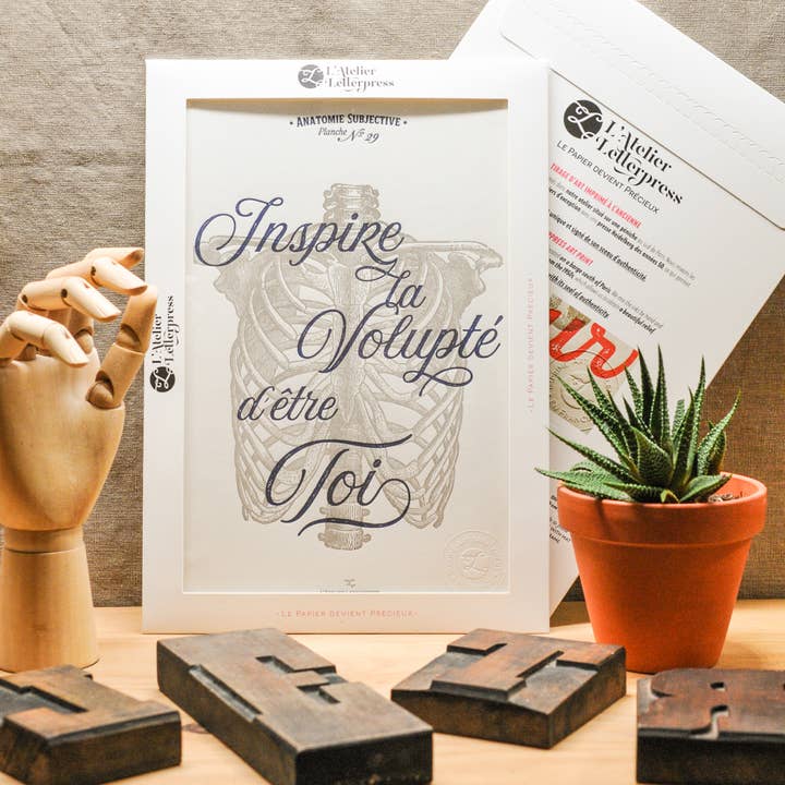 Letterpress Art Print Breathe in the Voluptuousness of Being for wholesale by L'Atelier Letterpress