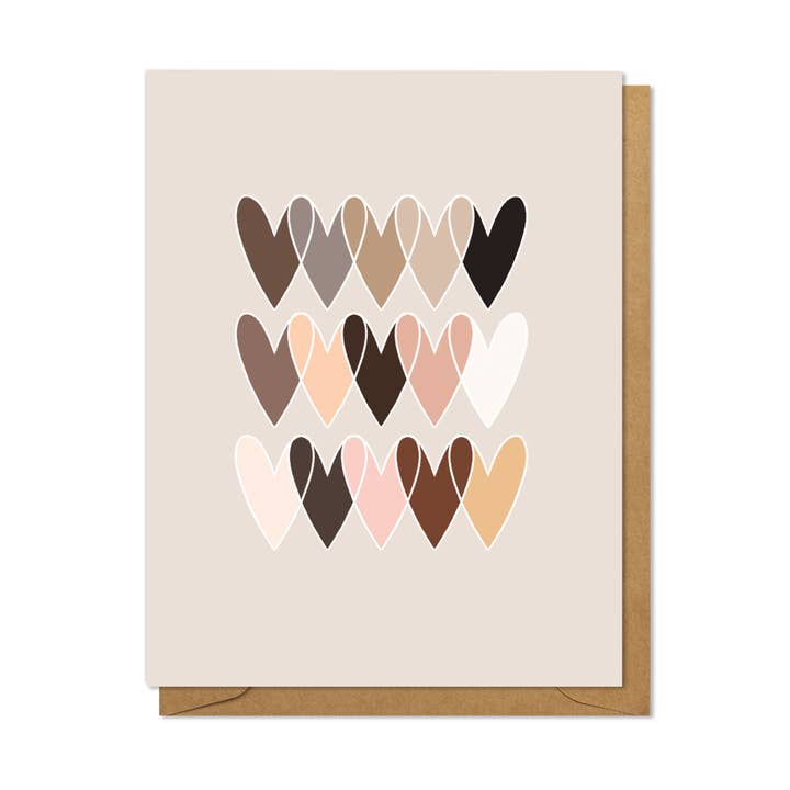 Multicolored Hearts of the World Greeting Card for wholesale by Joymark Studio