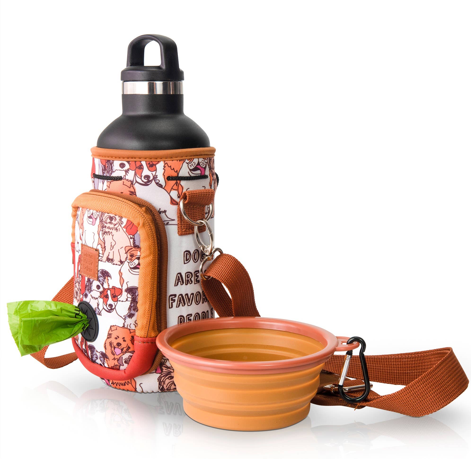 MADE EASY KIT – Suporte para garrafas/garrafeira por atacado – Kit fácil de transportar garrafa de água com bolso para saco de cocô de cachorro33