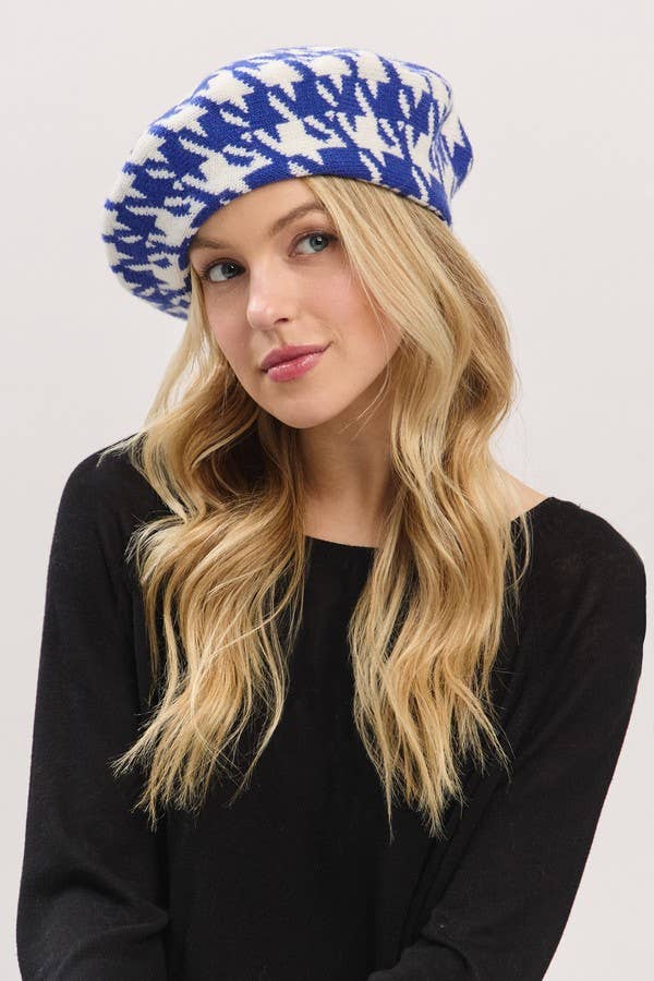 3AM BY H&D ACCESSORIES - Wholesale Beret - Women's - Houndstooth Knit Beret5