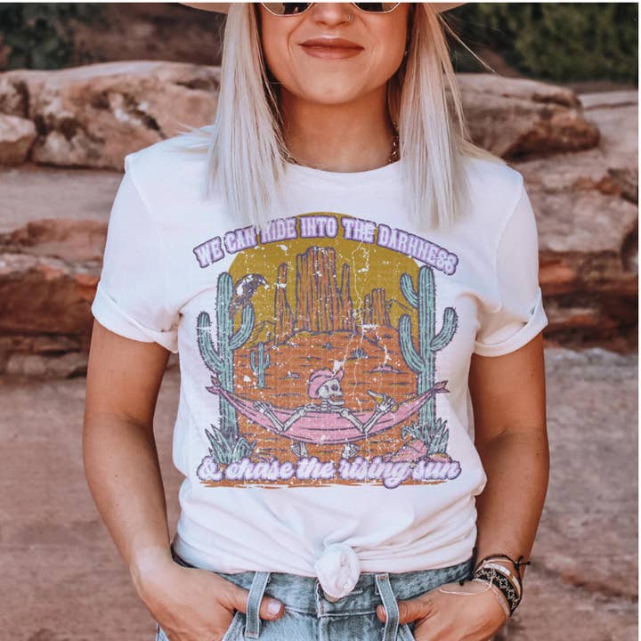 Ride into the Darkness Graphic Tee,Vintage Tshirt,Desert tee for wholesale by Serendipity Tees