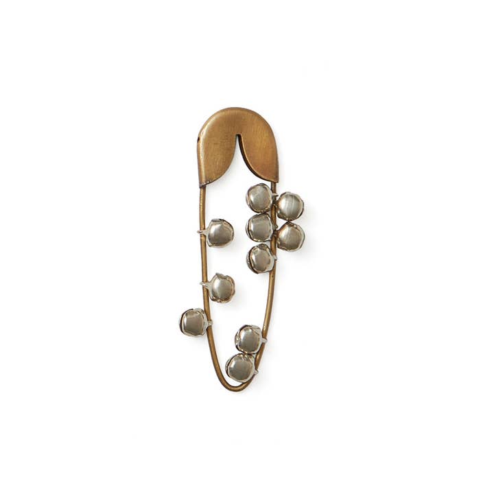 Fog Linen Work - Wholesale Brooch - Brass Safety Pin Bell (S)