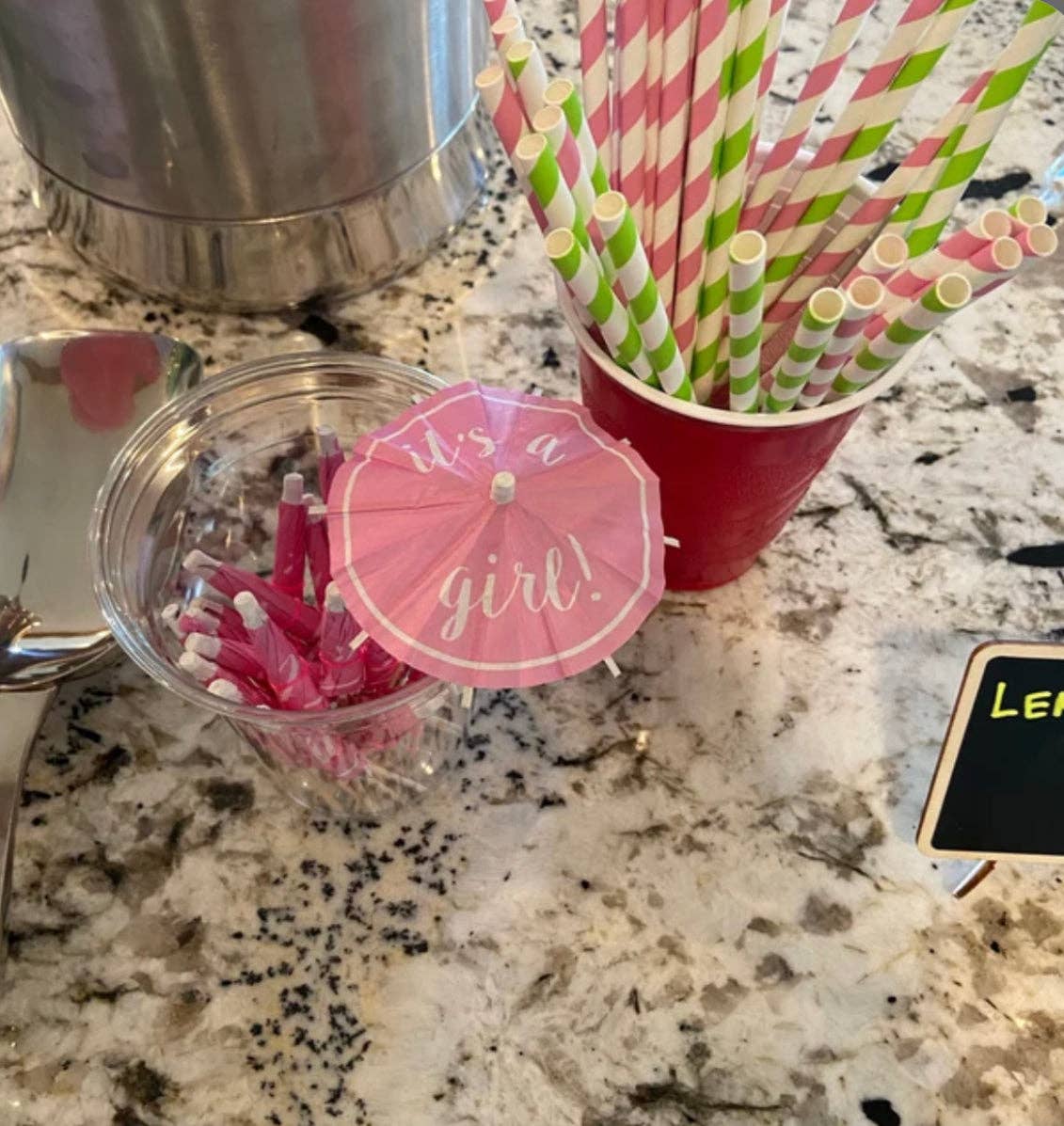 The Tiny Umbrella - Wholesale Cocktail Shaker - It's A Girl! Cocktail Umbrella4