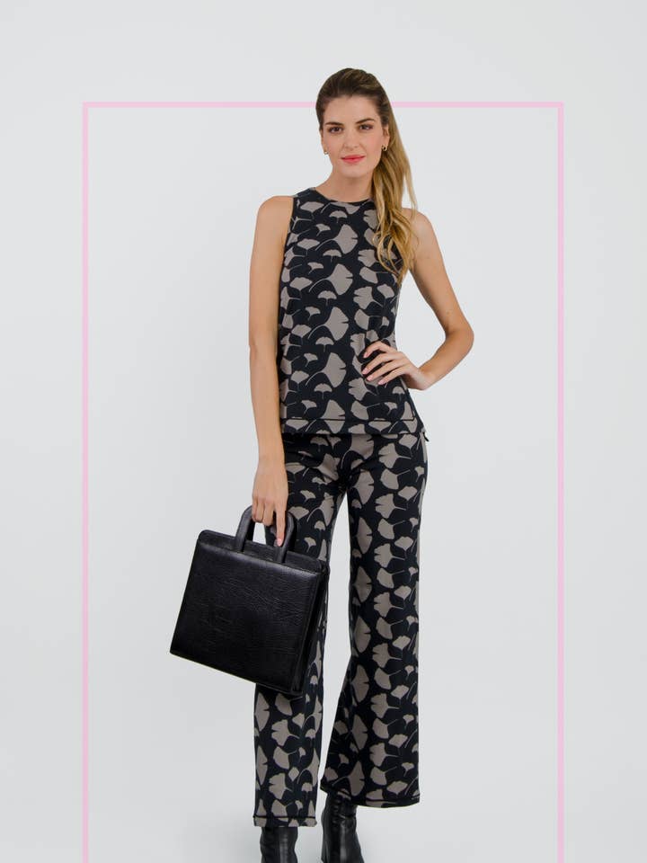 ROSETTE KARE TOP TISSA Ginkgo print for engroshandel hos Roseta Kusi