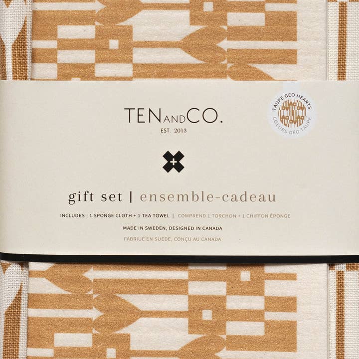 Geo Hearts Sponge Cloth + Tea Towel Set for wholesale by Ten and Co.