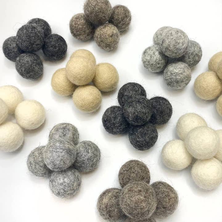 Wildflower by hu hands - Wholesale Craft Supplies - Weathered Naturals (50) Wool Felt Balls 1" Size5