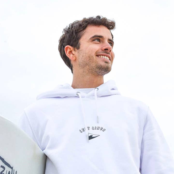 White Left Lines Sweatshirt (organic cotton) for wholesale by HUSHOOTS