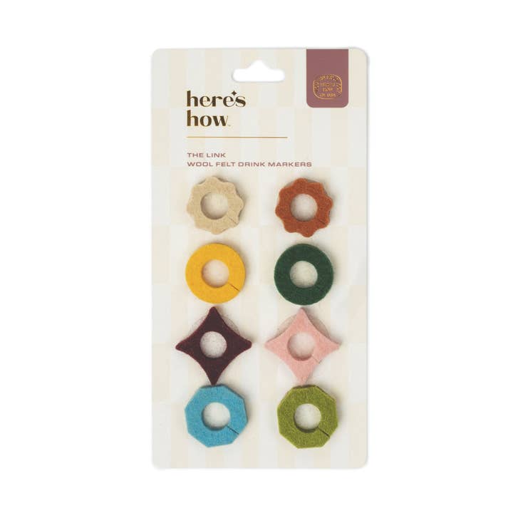 The Link Set Of 8 Felt Drink Tags - Neutral for wholesale by Here's How