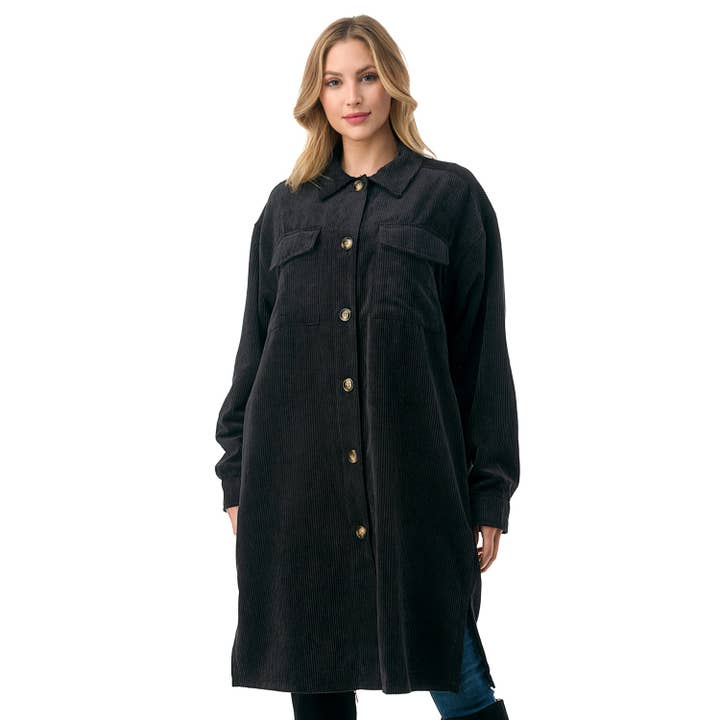 CORDUROY BUTTON DOWN LONG JACKET for wholesale by Mapcie
