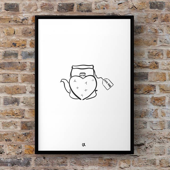 Atelier Béguin - Wholesale Art Print - Framed illustration “VERV-AIME” format A50