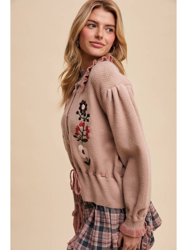 Listicle - Vendita all'ingrosso Cardigan - Donna - Cardigan Maglione Ricamato a Fiori6