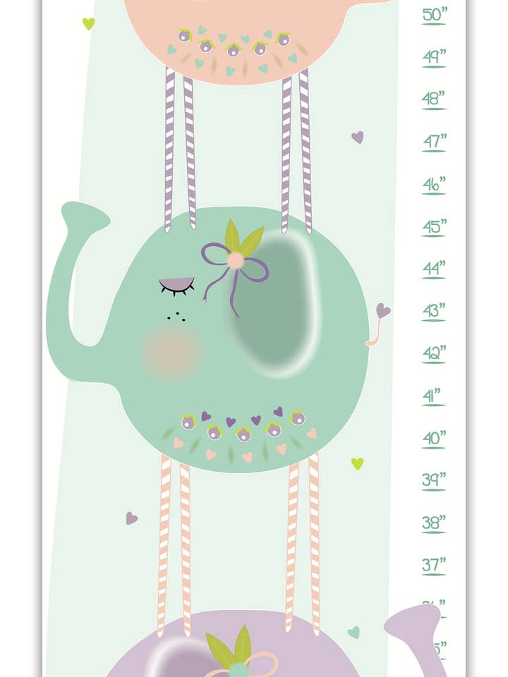 Elephant Striped Leg Stack Personalized Growth Chart for wholesale by Finny and Zook