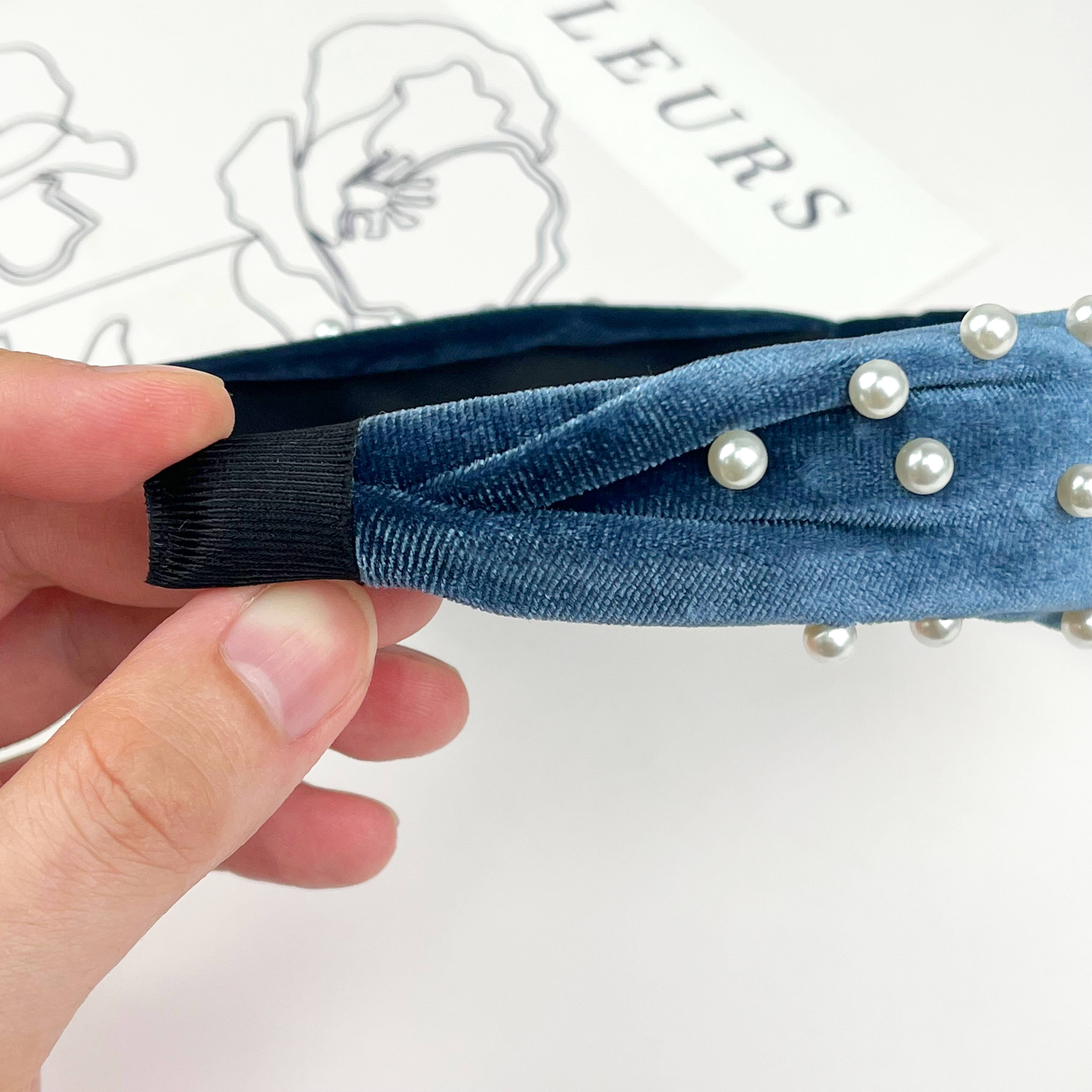 TheDivaSoap - Wholesale Fashion Headband - Women's - Flannel Embellished Knotted Beaded Pearl Headband5