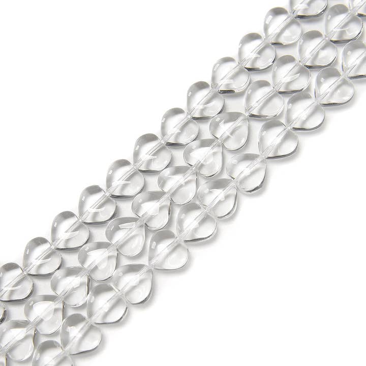 CRCBEADS - Wholesale Beads - Clear Crystal Glass Heart Shape Beads Size 8mm 10mm 15.5'' Strand1