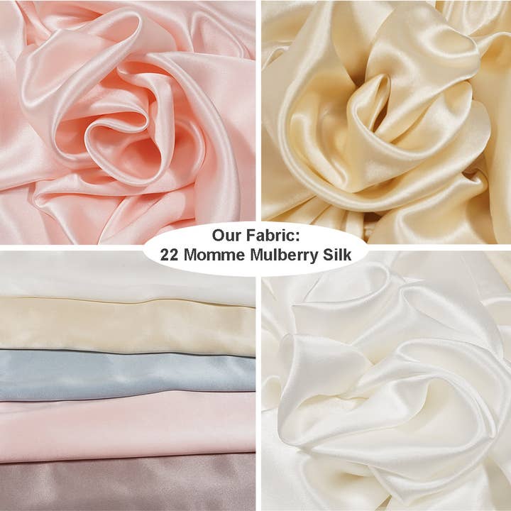 22 Momme Mulberry Silk Pillowcase Pair, Zipper Closure, Cream for wholesale on Faire3