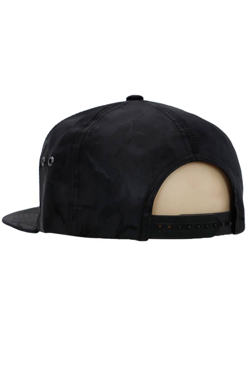 Cap Zone - Wholesale Flat Brim Cap - Men's - Rebellious Biker Skull Camo 7 Panel Snapback2