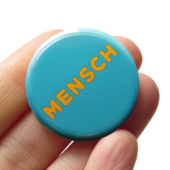 MENSCH Pinback Button 1.25" Pin Friendship Thank You Gift for wholesale by Word For Word Factory