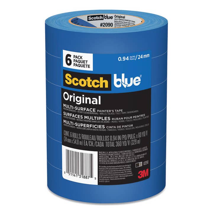ScotchBlue Original Multi-Surface Tape, 0.94" x 60 yds, 6 Pack for wholesale by Everyday Supply Co