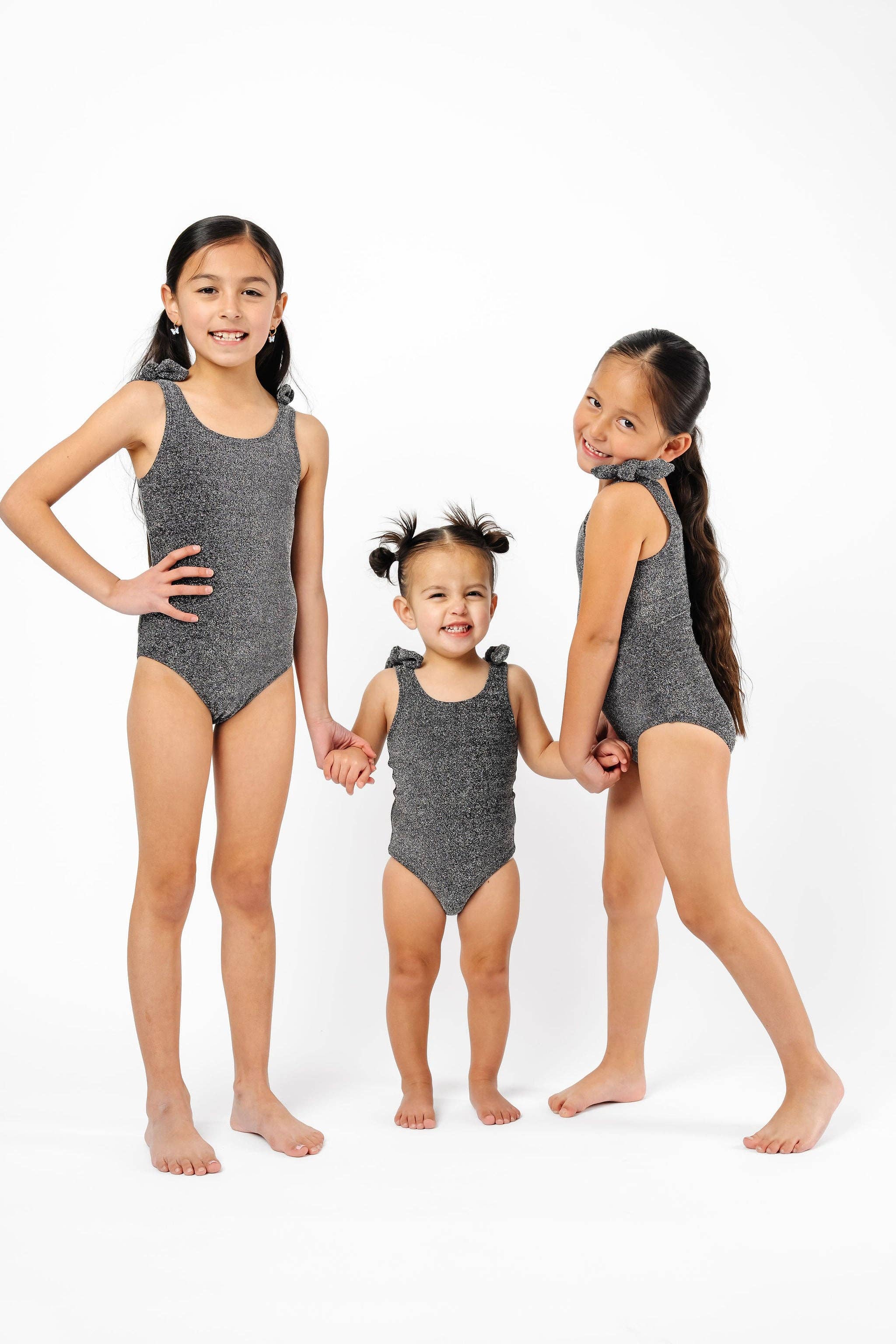 Coral Reef Swim - Vendita all'ingrosso Costume intero - Bambini - Costume intero per bambini con spalline a fiocco nero scintillante0