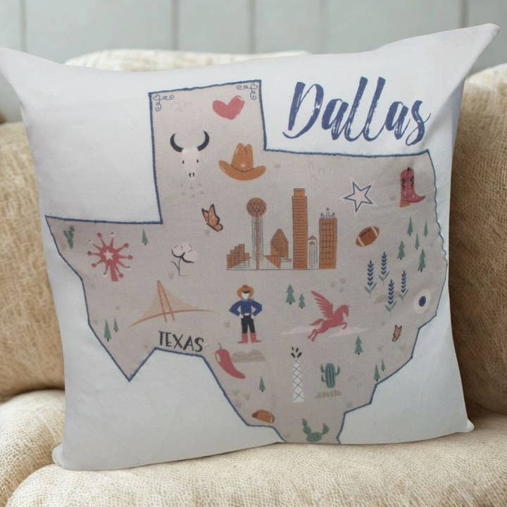 Cojín Bordado con el Horizonte de Dallas para venta al por mayor de Shastra Home
