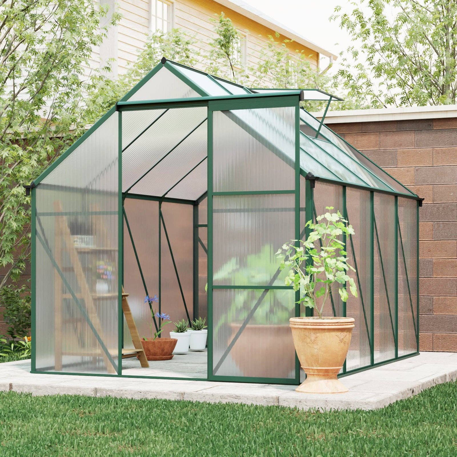 39F Inc. - Wholesale Outdoor Ornament/Decor - Walk-In Green-6 x 8 FT Outdoor Patio Greenhouse Sliding Door1
