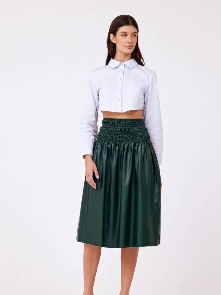 AB1098 - VEGAN LEATHER MIDI SKIRT for wholesale by Aureum