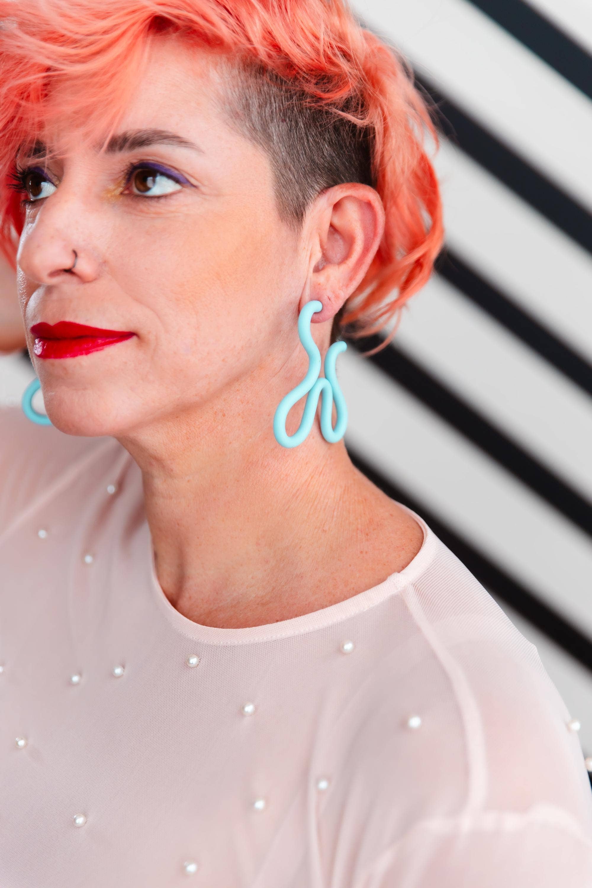 Mono - Wholesale Hoop Earrings - polymer clay squiggle earrings in 8 different colors. 4