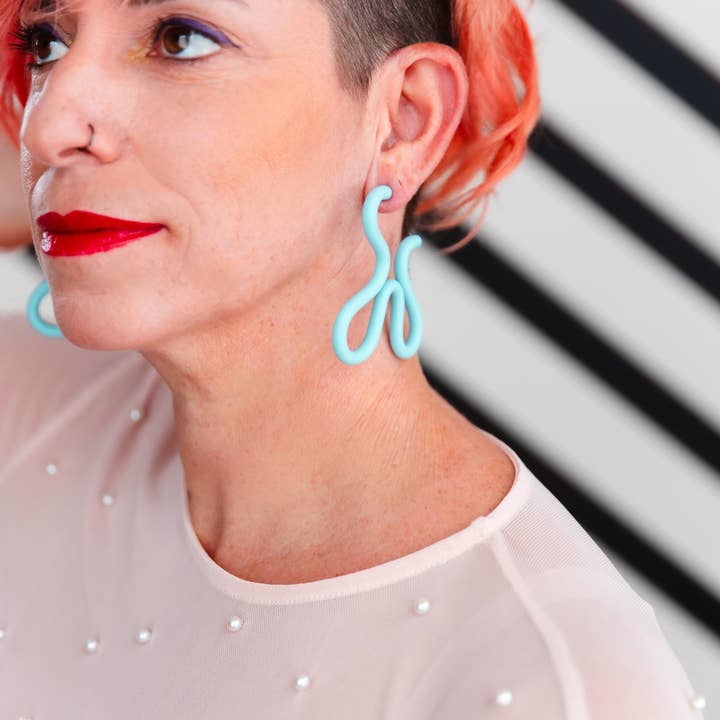 Mono - Wholesale Hoop Earrings - polymer clay squiggle earrings in 8 different colors. 4