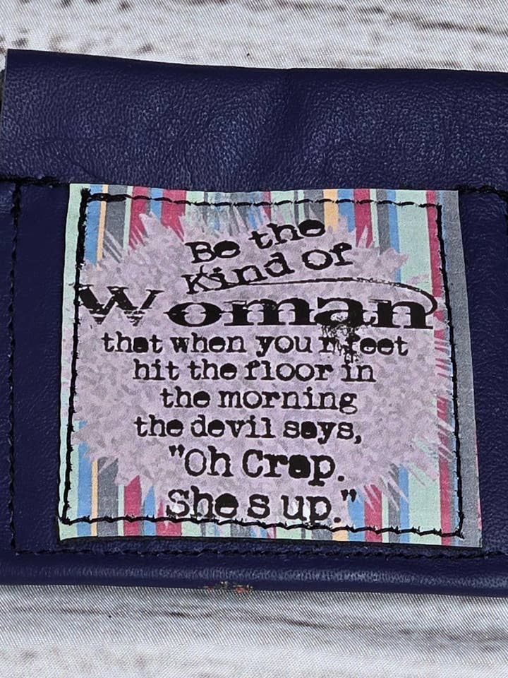 Oh Crap She's Up Hinged Coin Holder Reclaimed Leather for wholesale by Old Bagzz