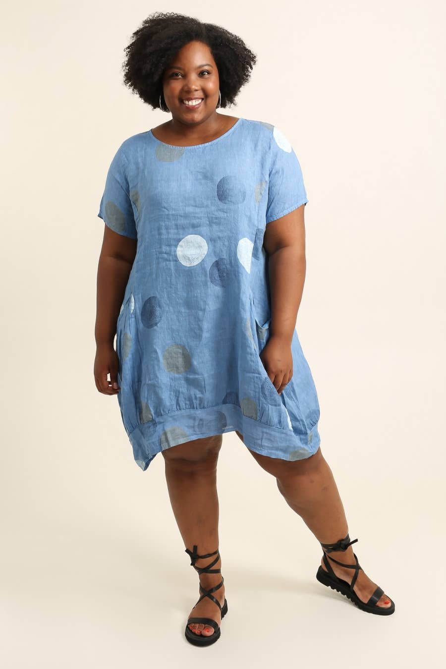 Lea & Luc - Grandes Tailles - Wholesale Dress - Women's - Plus size linen dress printed round SKU 489513