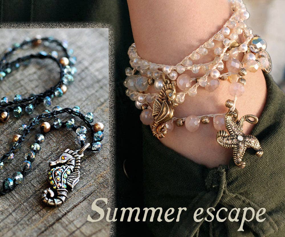 Sweet Romance Jewelry – wholesale Pendant/charm necklace – Boho Beaded Seahorse Necklace N13663