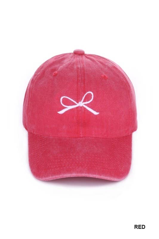 Vanilla Monkey - Wholesale Baseball Cap - Women's - Coquette Ribbon Bow Embroidery Washed Hat5