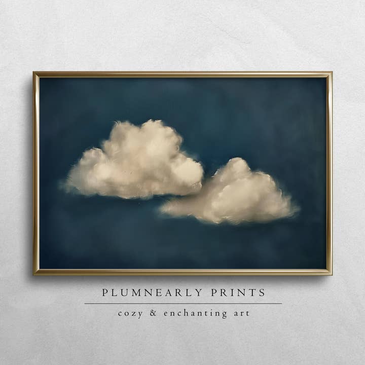 Indigo Blue Cloud Oil Painting Fine Art Print Poster 13 for wholesale by Plumnearly Prints