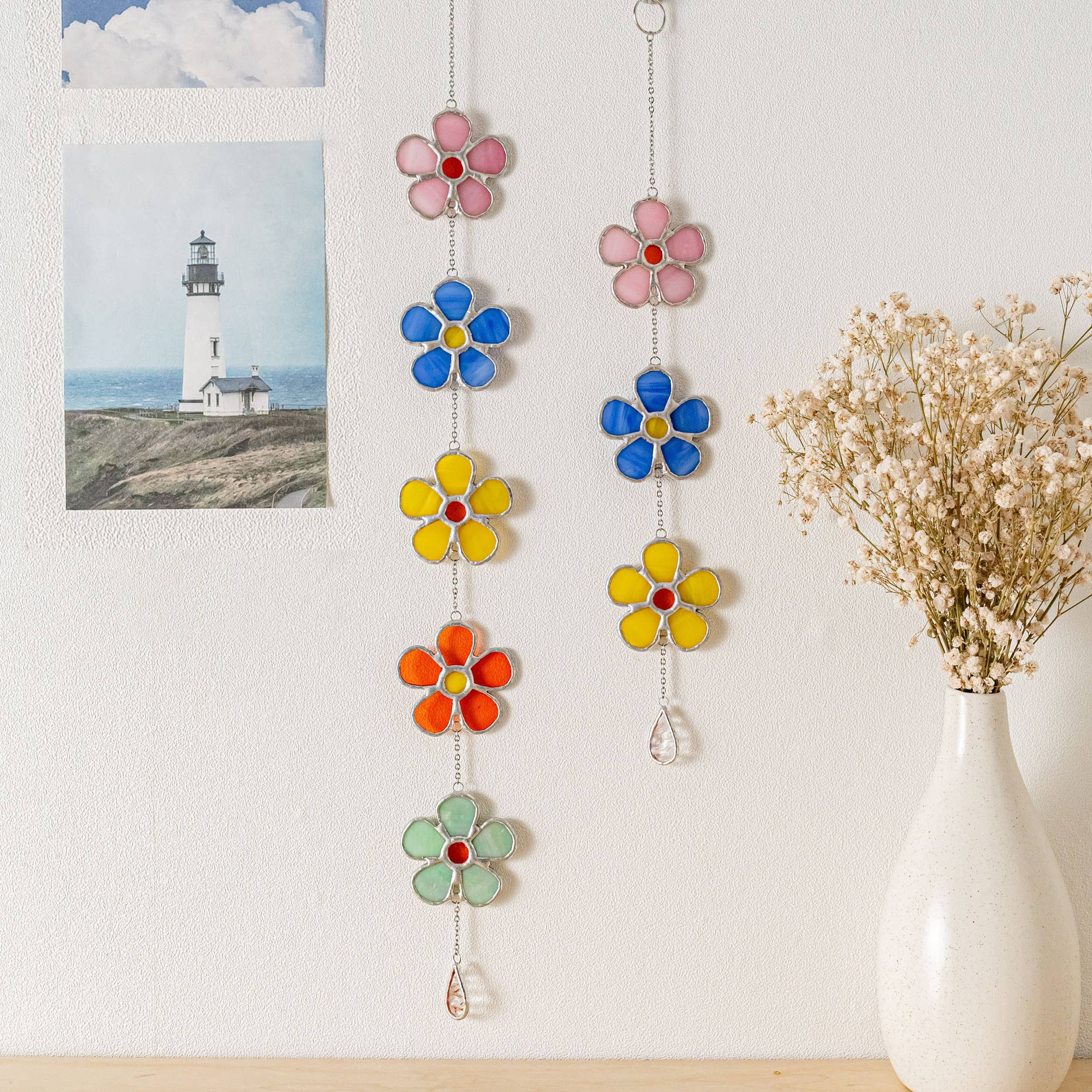 MondoBellissimo - Vendita all'ingrosso Bandierine/Ghirlande - Ghirlanda di Fiori in Vetro Colorato per Decorazione di Finestre F959