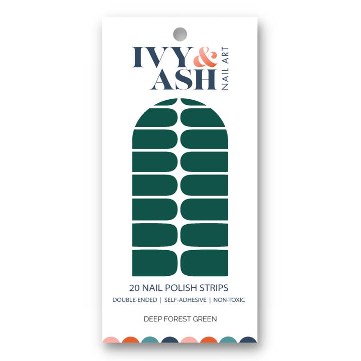 Deep Forest Green | Dark Green Fall & Winter Solid Nail Wrap for wholesale by Ivy & Ash