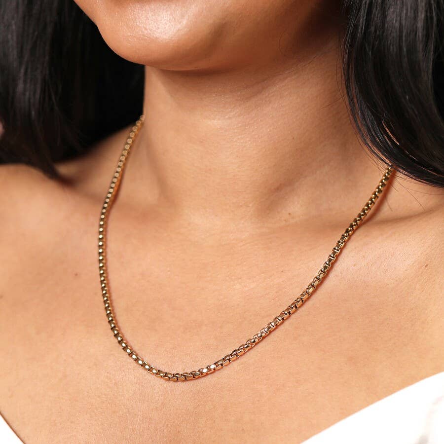 Lisa Angel - Wholesale Link & Chain Necklace - Stainless Steel Box Chain Necklace in Gold1
