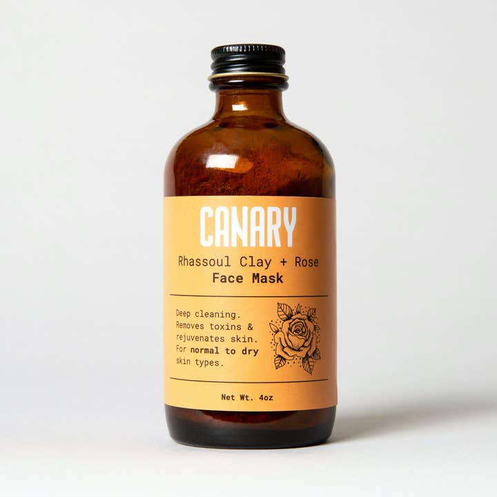 Masque facial Rhassoul Clay + Rose pour la vente par Canary Clean Products