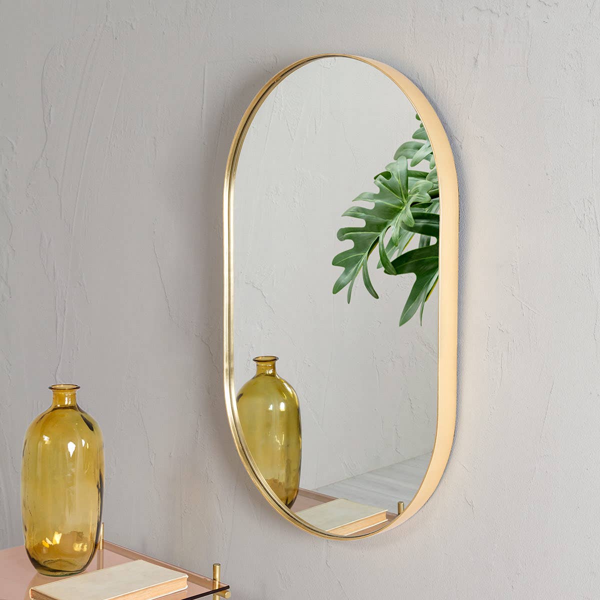 Gdeco - Wholesale Wall Mirror - Golden Oval Mirror. 44X72Cm2