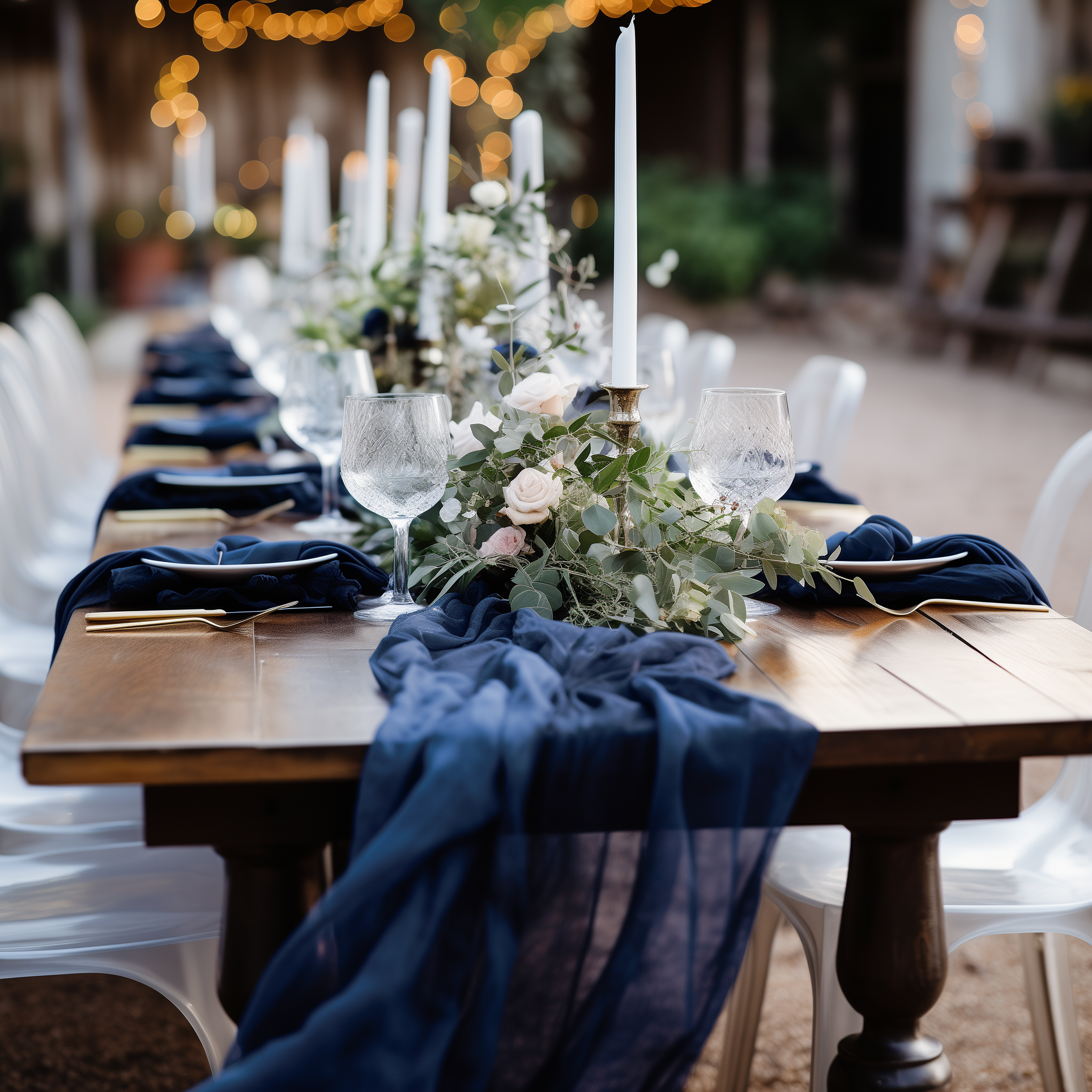 AVAGANTE Design – wholesale Table runner – Table runner -  crinkled cheesecloth runner - Navy blue4